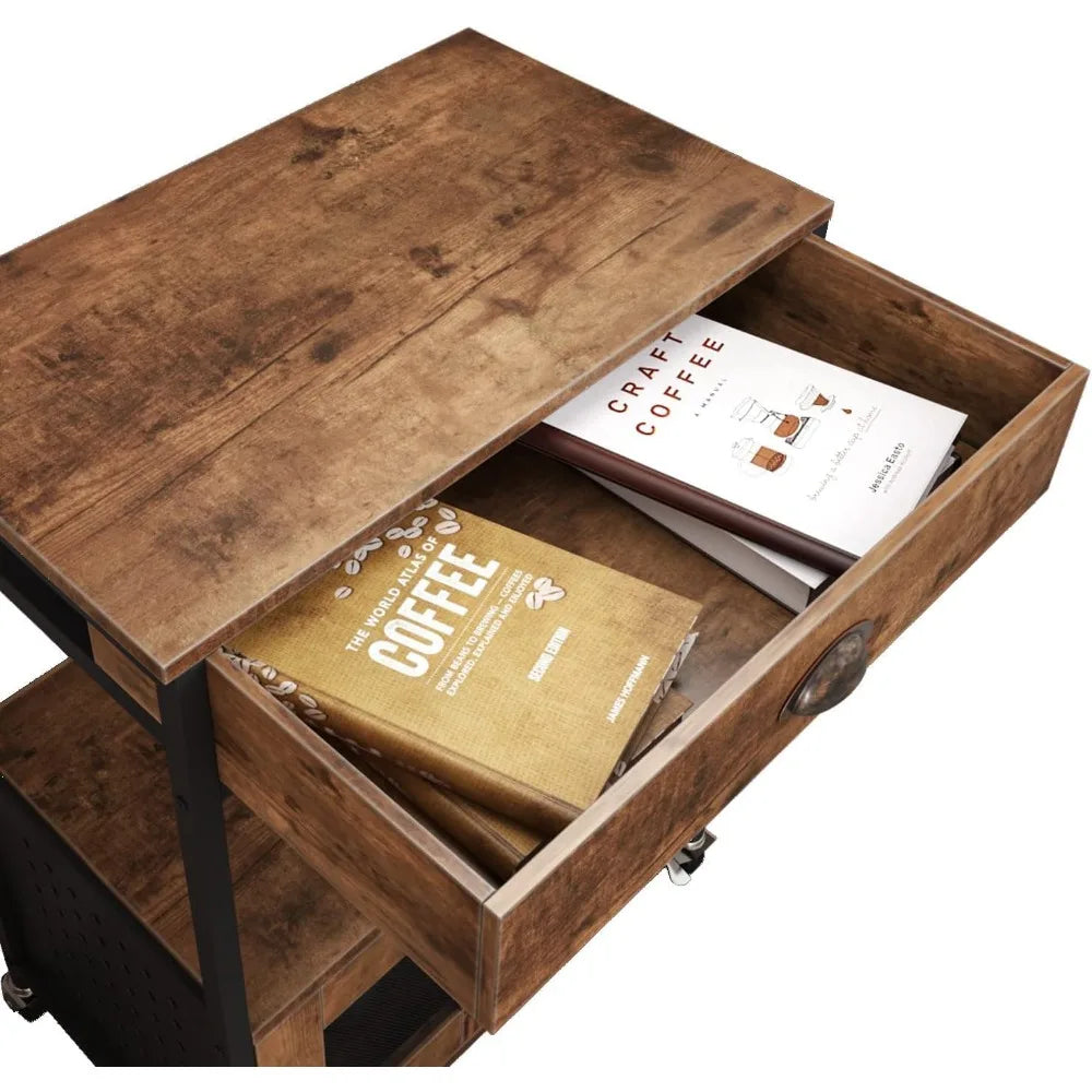 Movable Farmhouse Microwave/Coffee Station Table