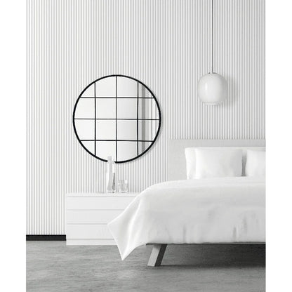 30 Inch Round Metal Windowpane Wall Mirror