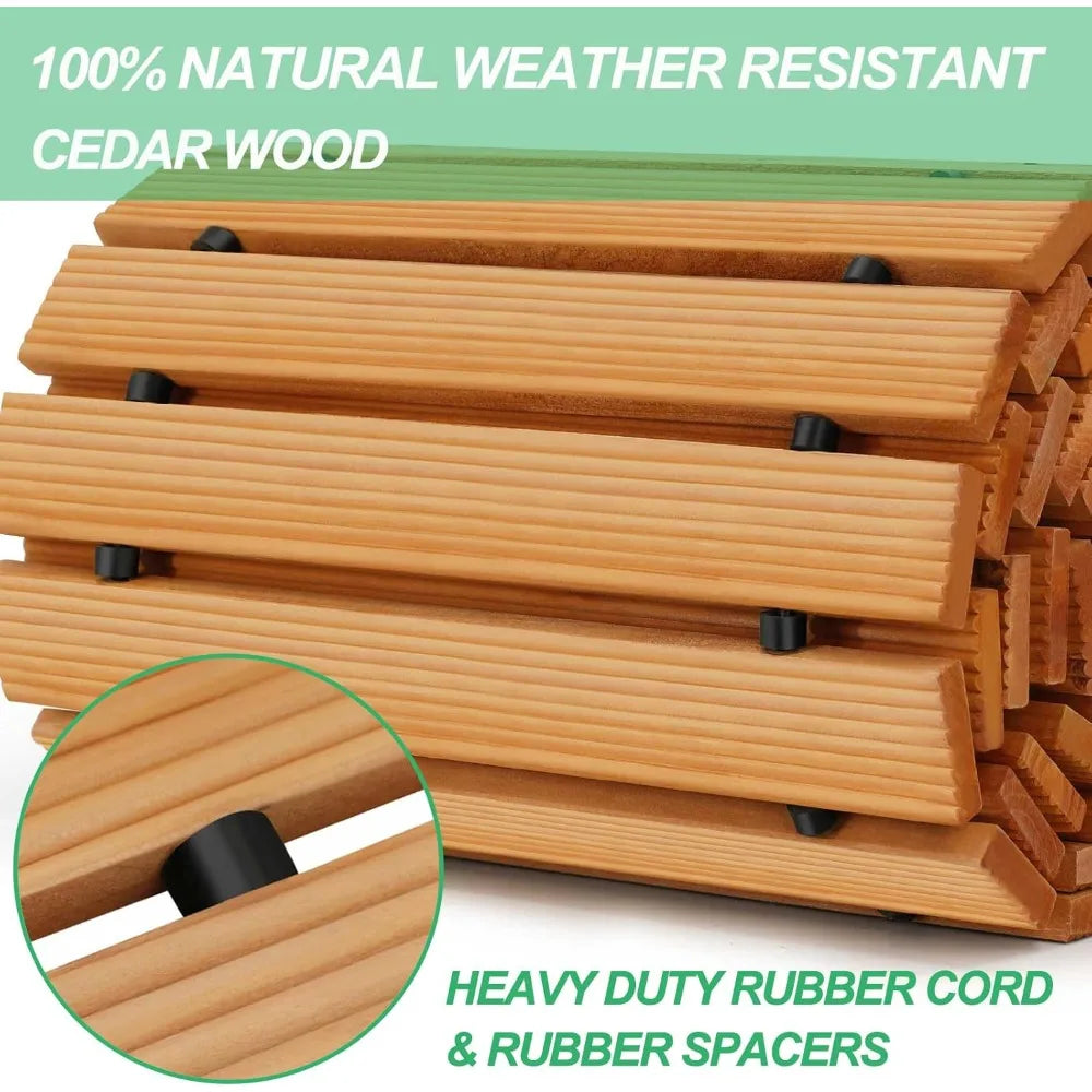 NEW 8' Wooden Garden Pathway; Outdoor Roll Out Cedar Straight Walkway, Weather-Resistant Roll Up Beach Wood Path