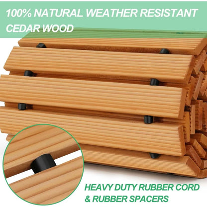 NEW 8' Wooden Garden Pathway; Outdoor Roll Out Cedar Straight Walkway, Weather-Resistant Roll Up Beach Wood Path