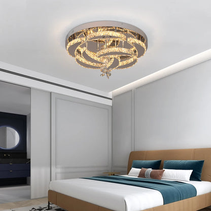Modern Chandelier Ceiling Lamp; Luxury Crystal Led; Living, Dining Room Decor; Pendant Light; Remote Control Dimmable Luminaire Fixture