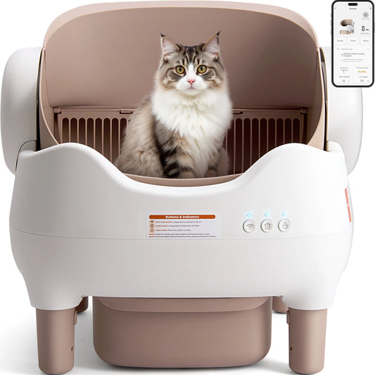 Automatic Self Cleaning Cat Litter Box, Odor-Free  Large Waste Bin, Open-Top for Multi Cats