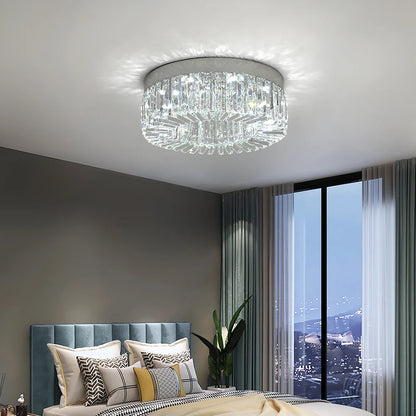 This beautiful crystal ceiling light fixture works for any room in your house. It is made of stainless steel with a modern gold polished finish.  LED bulbs included. Diameter 40 50cm; Not dimmable. Warranty of 2 years 